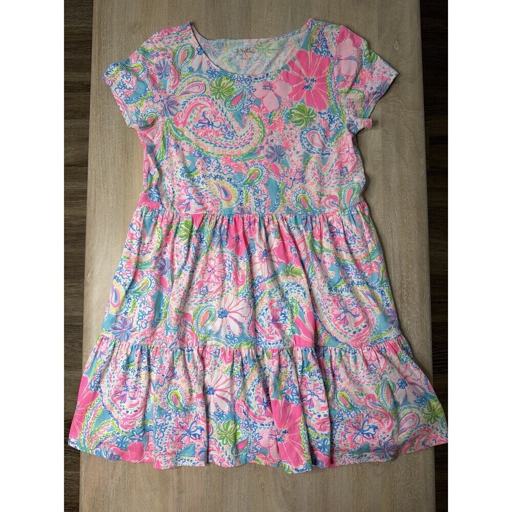 Lilly Pulitzer Geanna Short Sleeve Mini Dress In Flock Full Of Fun Pink Small